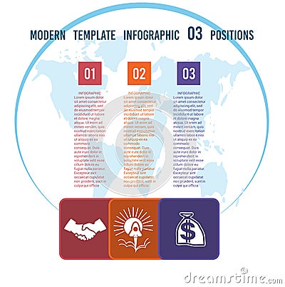 Colour squares with columns for the text on a world map 03 posit Vector Illustration