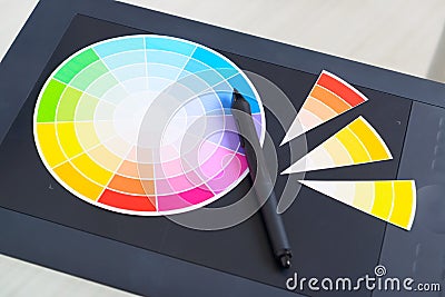 Colour wheel and graphic tablet Stock Photo