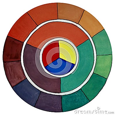 Colour Wheel.Painting.sketch.oil painting.Color and tone.Watercolor.Pastel.still life painting. Stock Photo