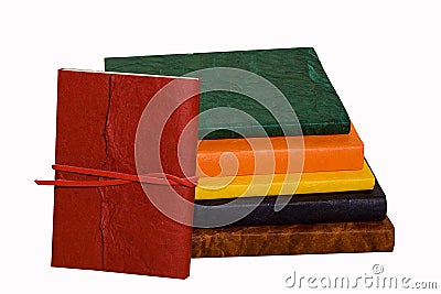 Coloured diaries in a row Stock Photo