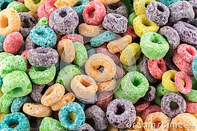 Coloured Fruit Loop cereal Stock Photo