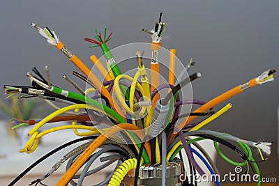 Coloured industrial cables Stock Photo