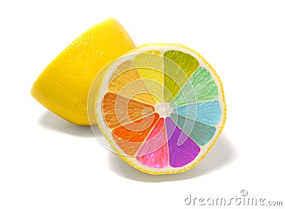 Coloured lemon Stock Photo