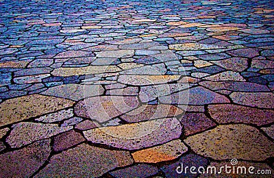 Coloured Pavement in Iceland Stock Photo