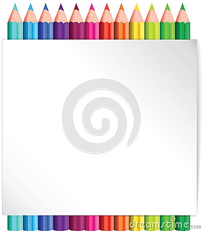 Coloured pencil poster sign background Vector Illustration