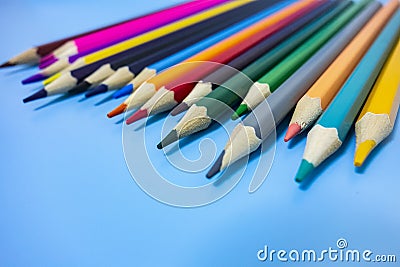 Coloured pencils arranged neatly Stock Photo