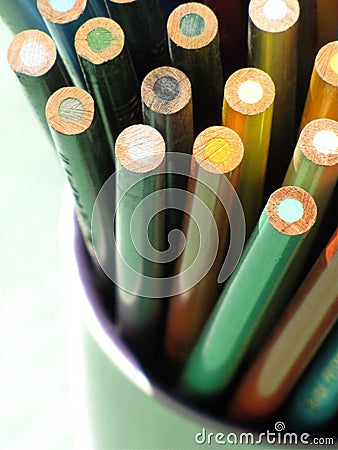 Coloured Pencils in a Pot Stock Photo