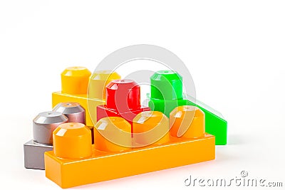 Coloured plastic building blocks Stock Photo