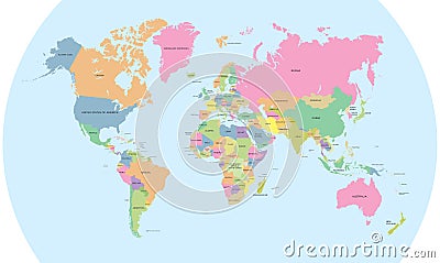 Coloured political map of the world vector Vector Illustration