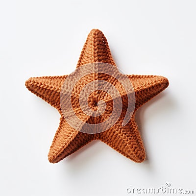Little Star Crocheted Wool Starfish On White Background Stock Photo
