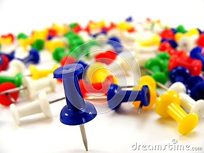 Coloured thumbtacks with DOF Stock Photo