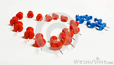 Coloured thumbtacks - heart-shaped Stock Photo