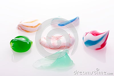 Coloured toothpaste Stock Photo
