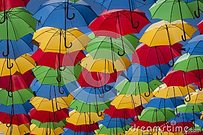 Coloured umbrellas Stock Photo