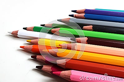 Coloured wood pencils rainbow isolated Stock Photo