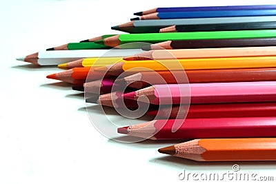 Coloured wood pencils rainbow isolated Stock Photo