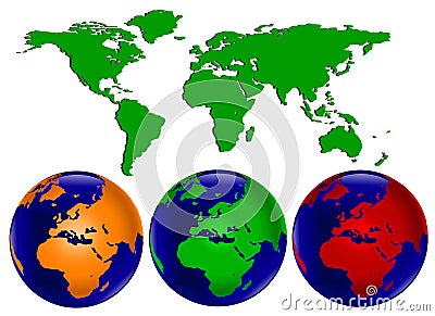 Coloured World Globes Vector Illustration
