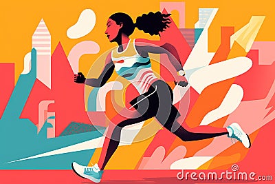 Colourful abstract design of a person jogging. Health and fitness Vector Illustration