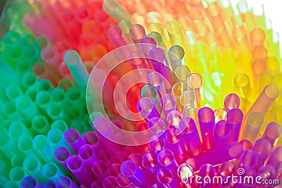 Colourful abstract light through plastic straws Stock Photo