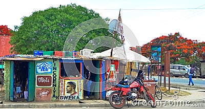 Colourful African shop on corner of street Editorial Stock Photo