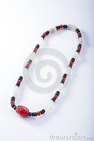 A colourful agate necklace bracelet Stock Photo