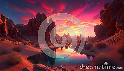 Colourful alien planet in hues of red Stock Photo