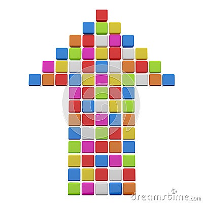 Colourful arrow from cubes Cartoon Illustration