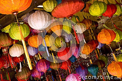 Colourful asian lamps Stock Photo