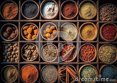 Colourful Assorted Spices Generative AI Illustration Stock Photo