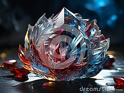 Colourful astonishing Crystal on a desk black background Stock Photo