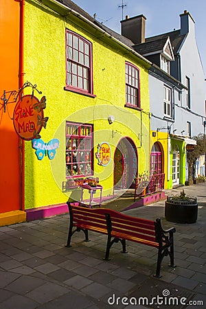 A colourful back street scene in the village of Kinsale Ireland Editorial Stock Photo