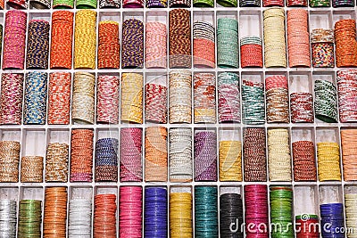 Colourful bangles in Johari bazaar in Rajasthan, North India. Stock Photo