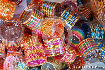 Colourful bangles for sale Stock Photo
