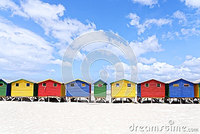 Colourful Beach houses in Muizenberg Cape Town Stock Photo