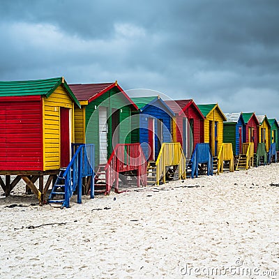 Colourful Beach Houses in Muizenberg, South Africa Stock Photo