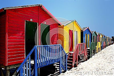 Colourful Beach Huts Stock Photo