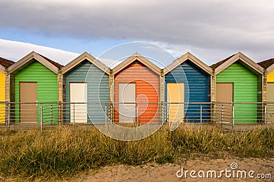 Colourful Beach Huts at Blyth Stock Photo