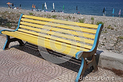 Colourful benches Stock Photo