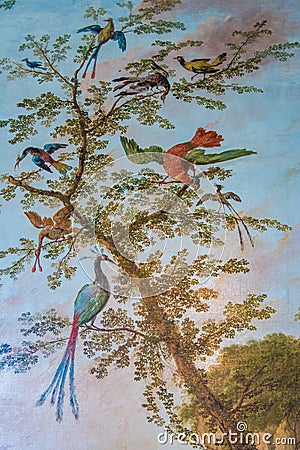 Birds of paradise on a tree painting Editorial Stock Photo