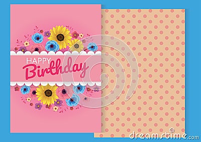 Colourful birthday background illustration design for card Vector Illustration