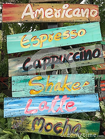 Colourful board of menu coffee Stock Photo