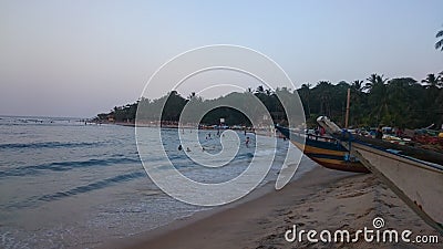 Colourful boats on the beach of Arugam Bay Editorial Stock Photo