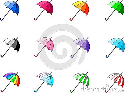 Colourful and bright vektor umbrellas Stock Photo