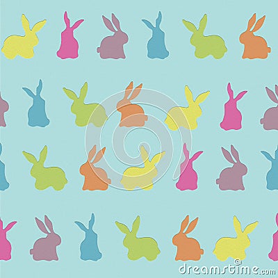 Colourful Bunny Rabbit Cutouts Seamless Repeat Pattern Vector Background Texture Vector Illustration