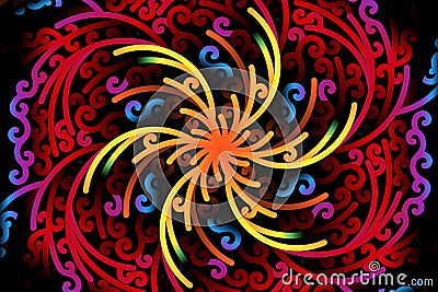 colourful caleidoscope gradient flower and leaf art pattern of indonesian culture traditional tenun batik ethnic dayak Stock Photo
