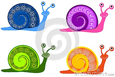 Colourful Cartoon Snails Cartoon Illustration