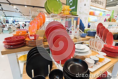Colourful china sets in Siam Paragon Mall, Bangkok Editorial Stock Photo