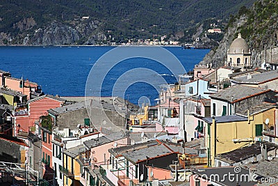 colourful coastal town of Vernazza at Cinque Terre, Italy Editorial Stock Photo