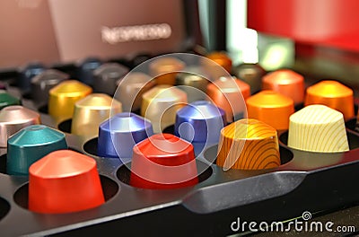 Colourful coffee capsules Stock Photo