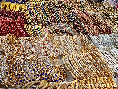 A colourful collection of bracelet & bangle which is much popular for Indian Sub-continental female Stock Photo